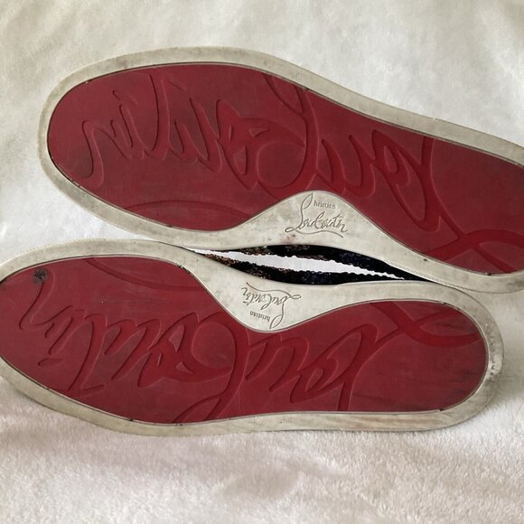 Christian Louboutin Multicolor Crystal Sneakers 7.5 Ladies Black Boat Roller - Picture 10 of 14